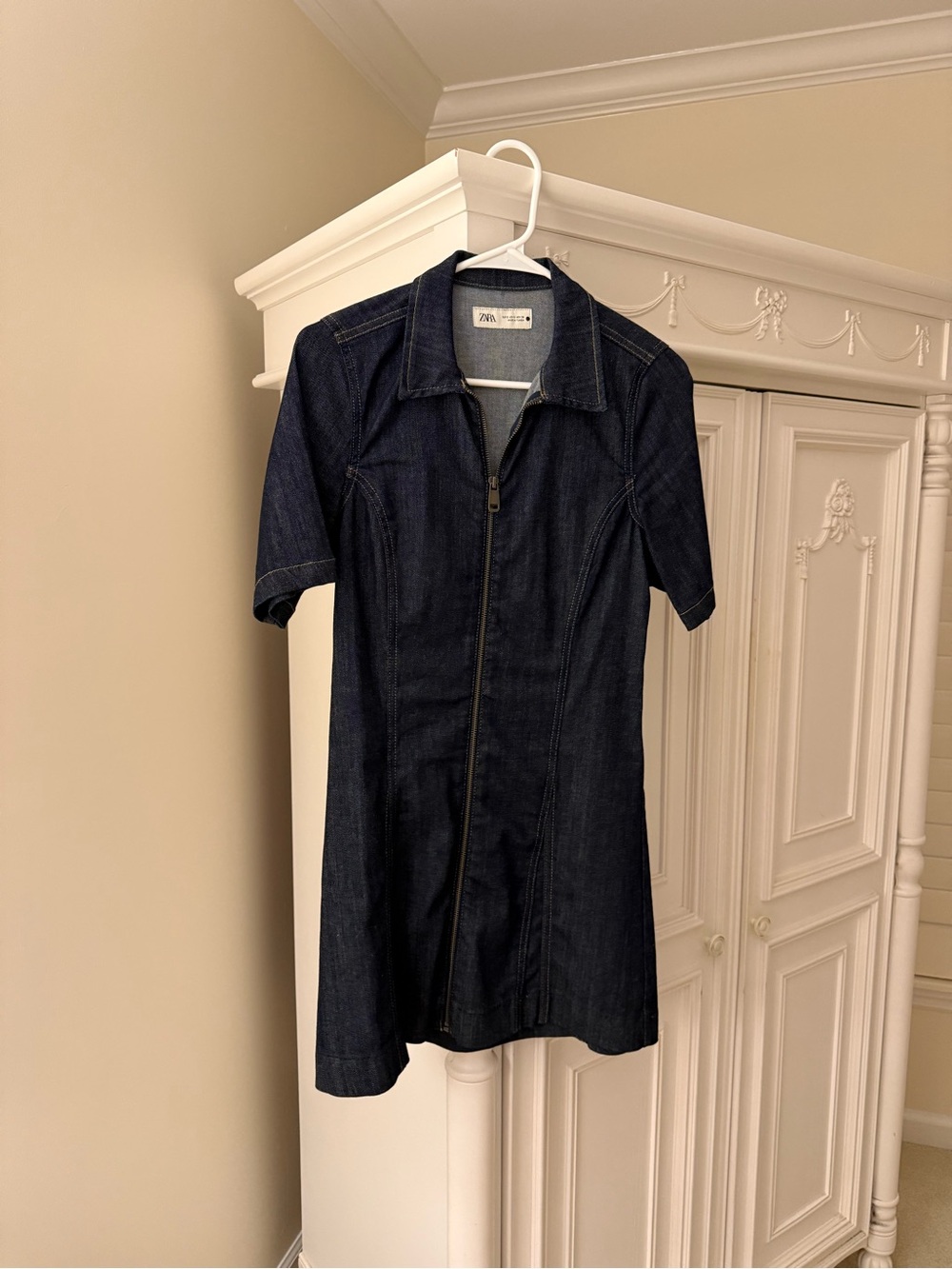 Zara Dark Blue Denim Zip Dress